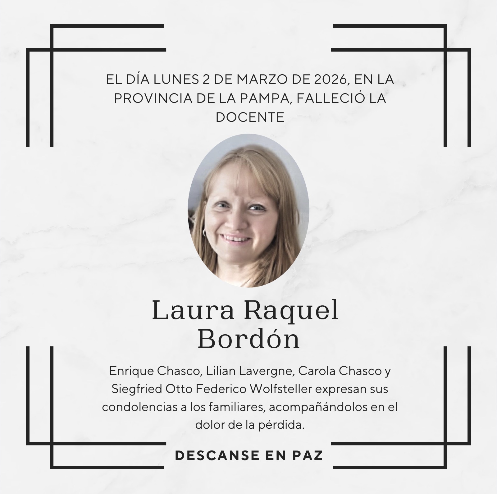 Condolencias | Laura Bordón